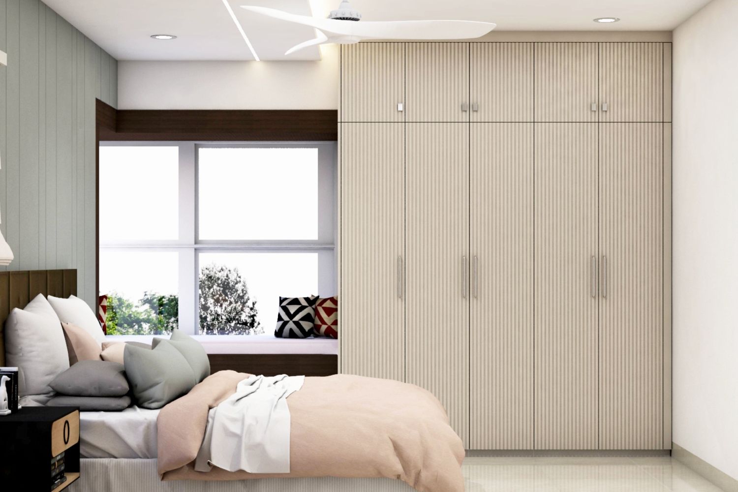 Contemporary Wardrobe in Pumice Grey with Suede Finish