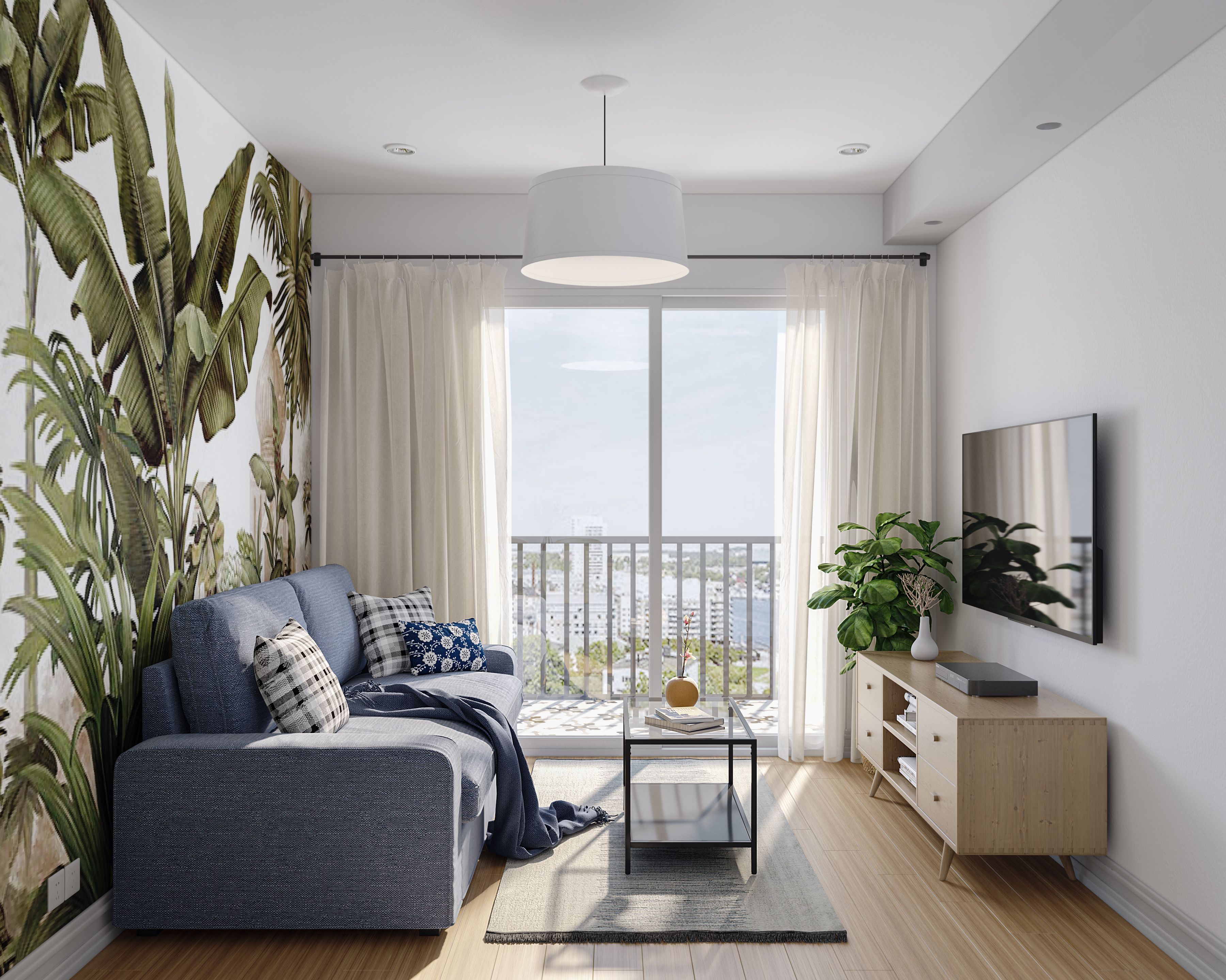 Modern Leafy Wallpaper Design For Living Rooms