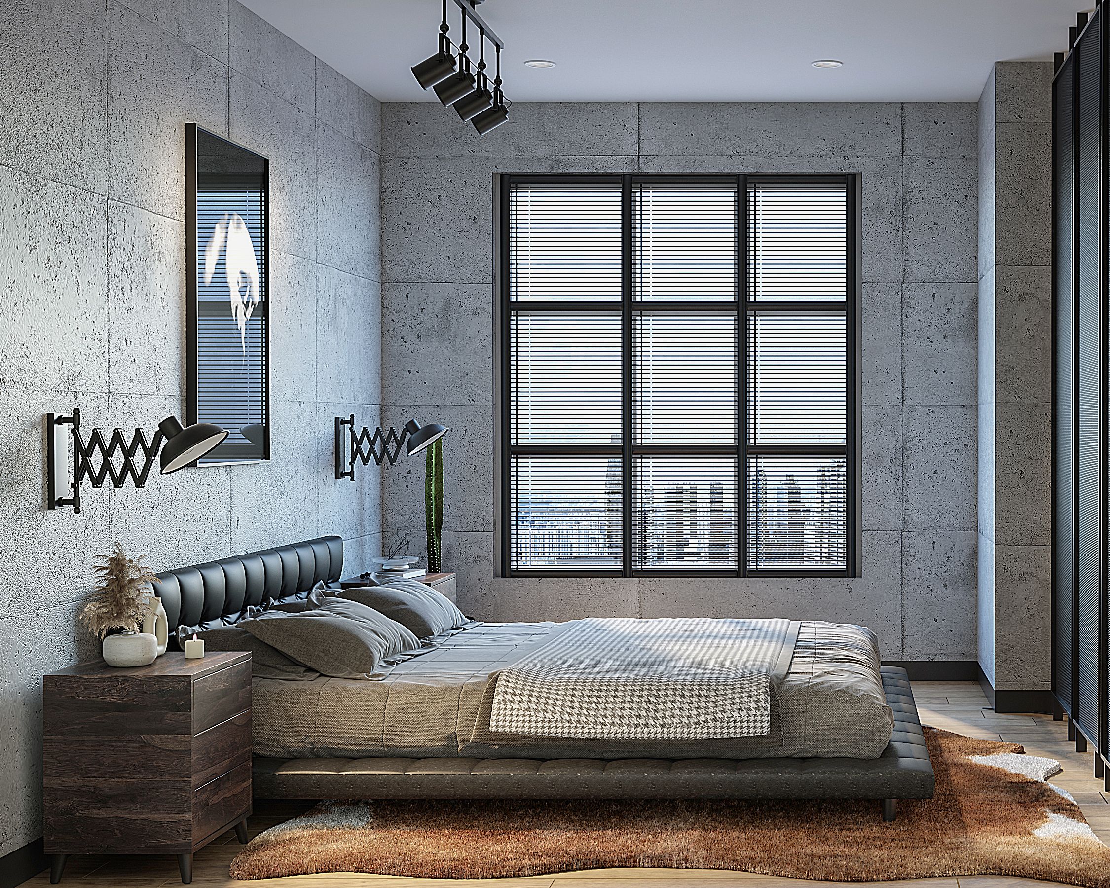 Dark Grey And Black Master Bedroom Design With Ambient Lighting Livspace