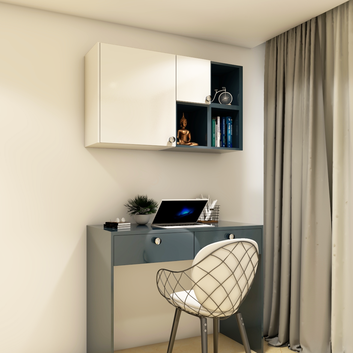 Portable Home Office with Wall and Base Units for Max Storage | Livspace