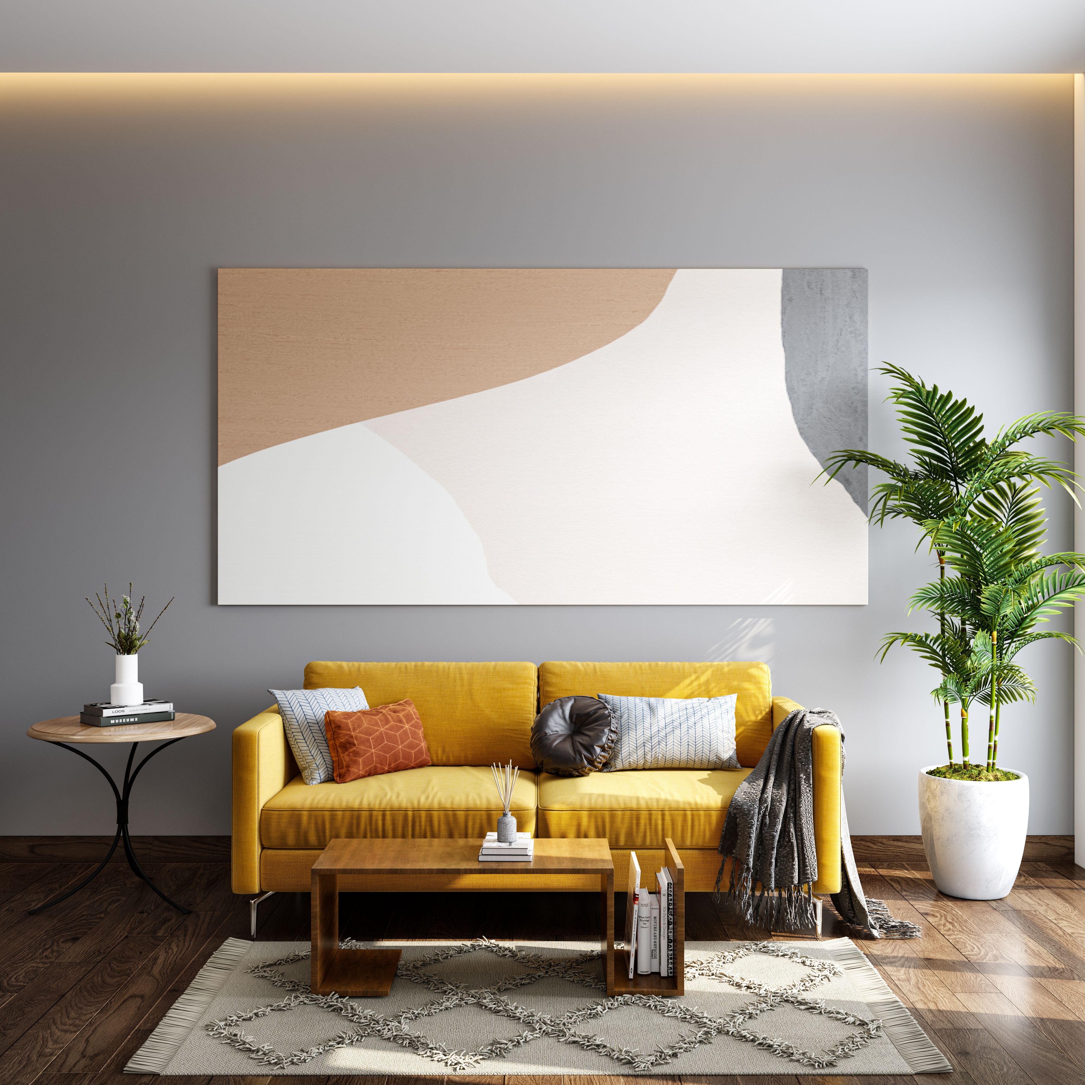 Image showcasing luxury contemporary living room interior with a clean modern ...