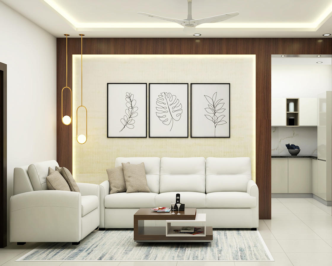 Convenient Modern Styled Compact Sized Living Room Design | Livspace