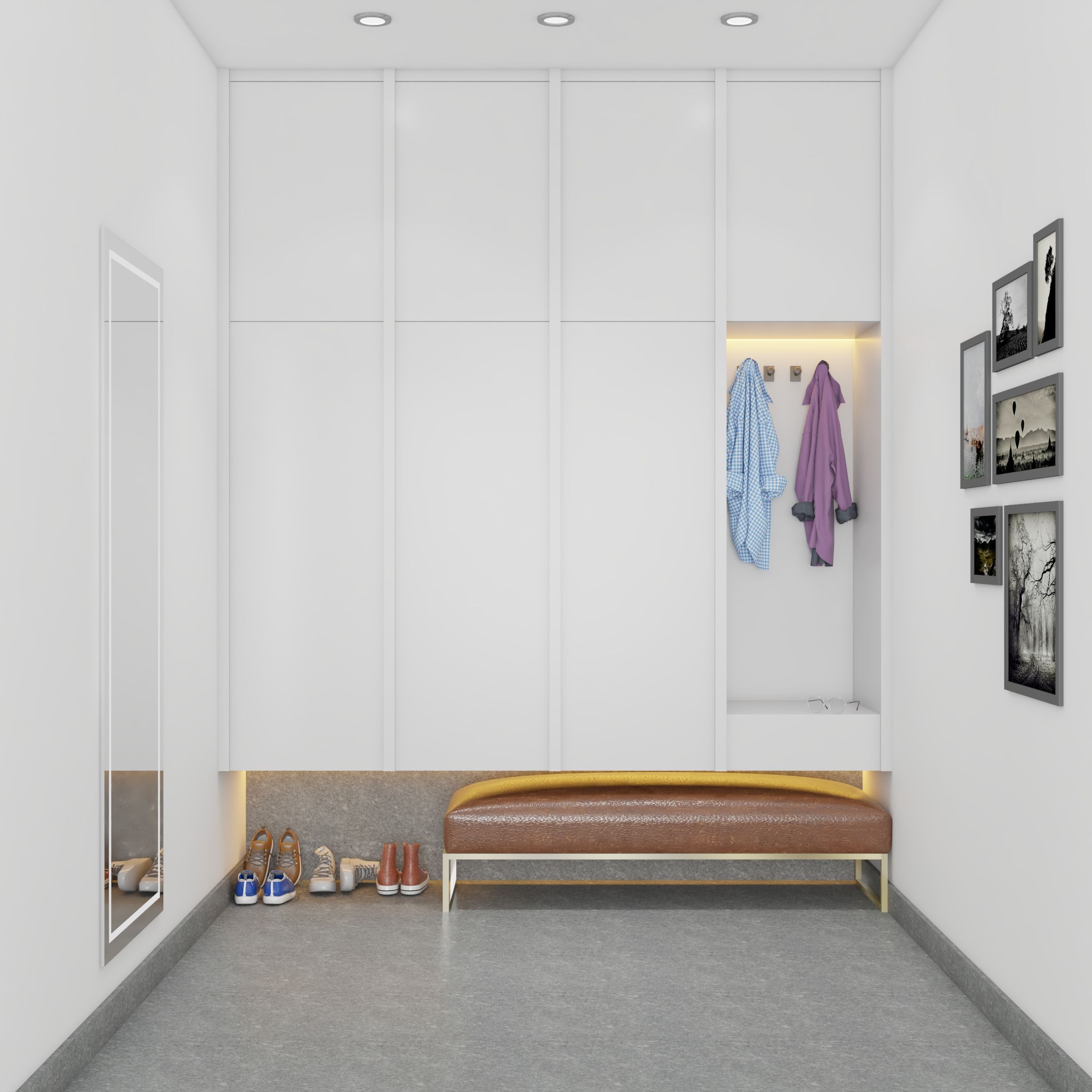 Compact Sized Convenient Minimal Styled Wardrobe Design
