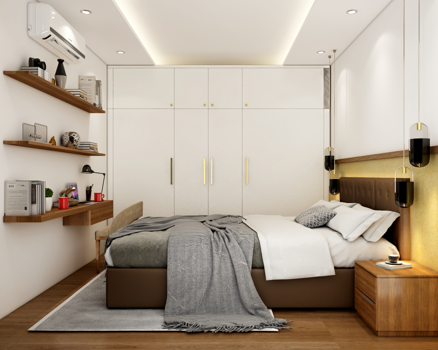 Modern White Gypsum Parallel False Ceiling Design For Bedroom
