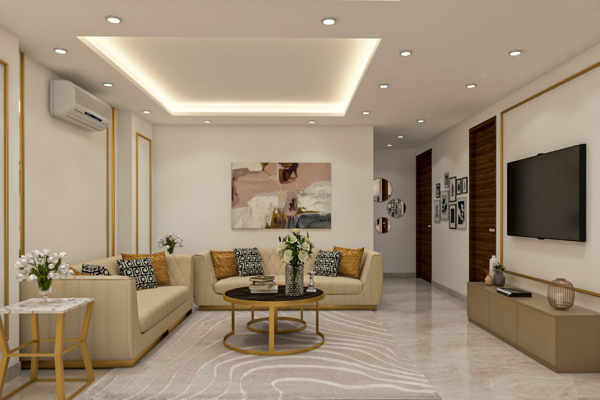 False Ceiling Design For Rectangular Living Room