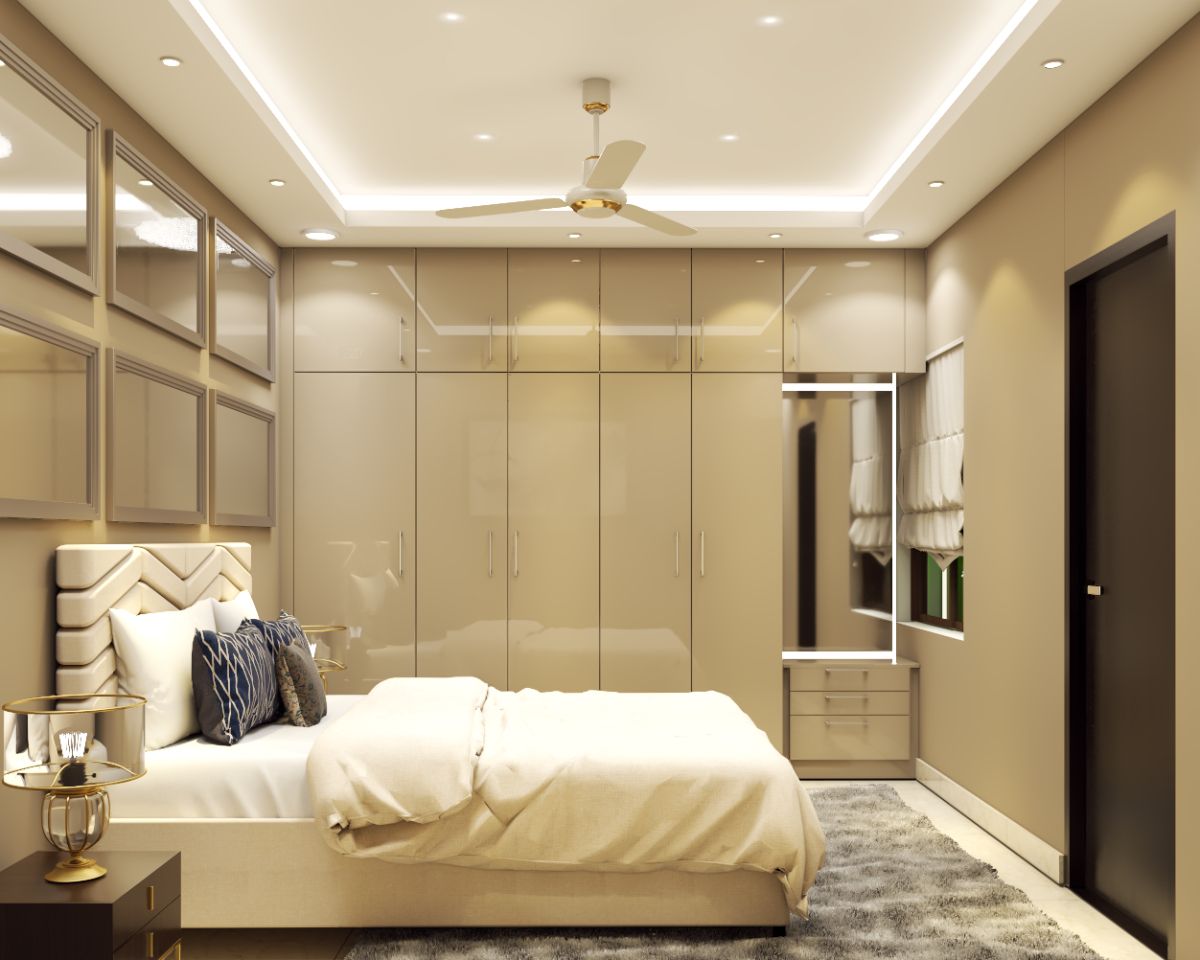 Modern Peripheral Bedroom Ceiling Design With Cove And Recessed Lights
