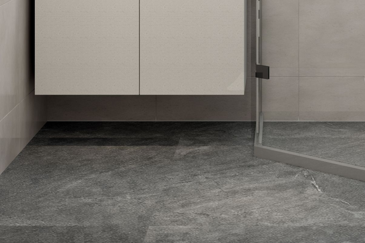 Modern Flooring Design With Dark Grey Rectangular Tiles