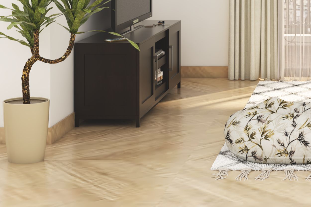 Modern Brown Flooring Design With A Herringbone Pattern