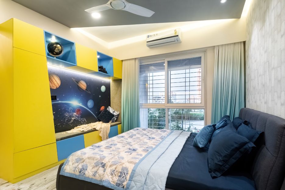 Modern Boys Room Design With A Wall-Mounted Study Unit