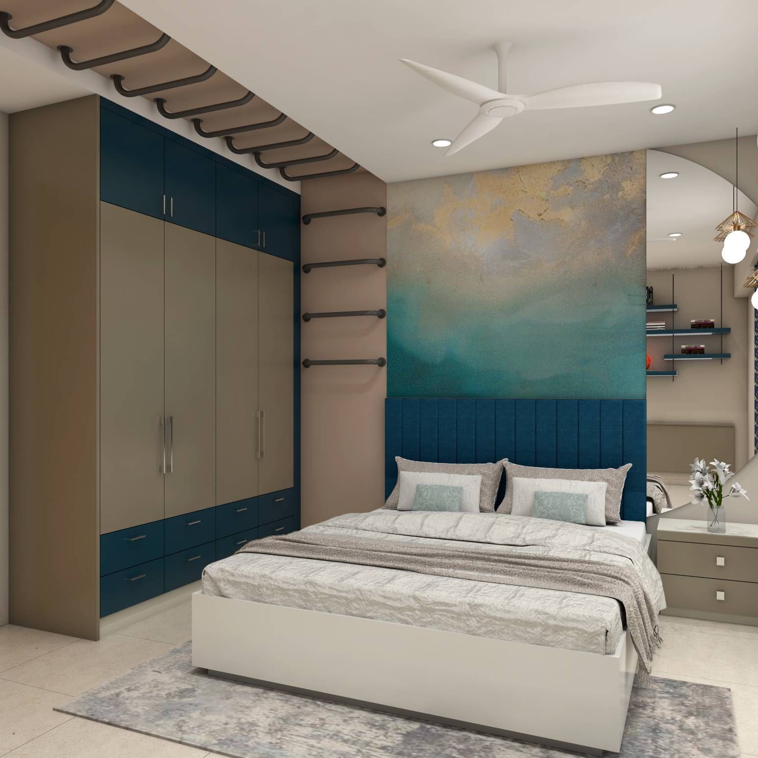 Contemporary Kids Room Design With A Dual-Tone Swing Wardrobe
