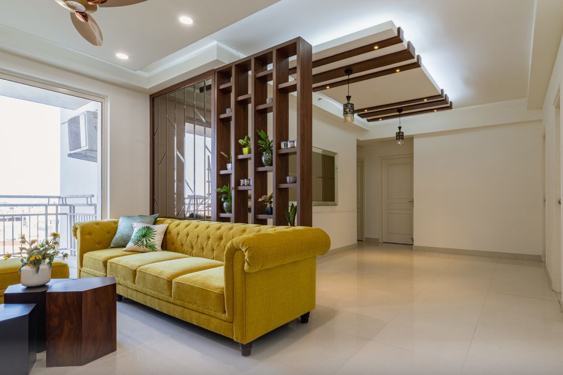 Contemporary Living Room Design With A Spacious 4-Seater Sofa