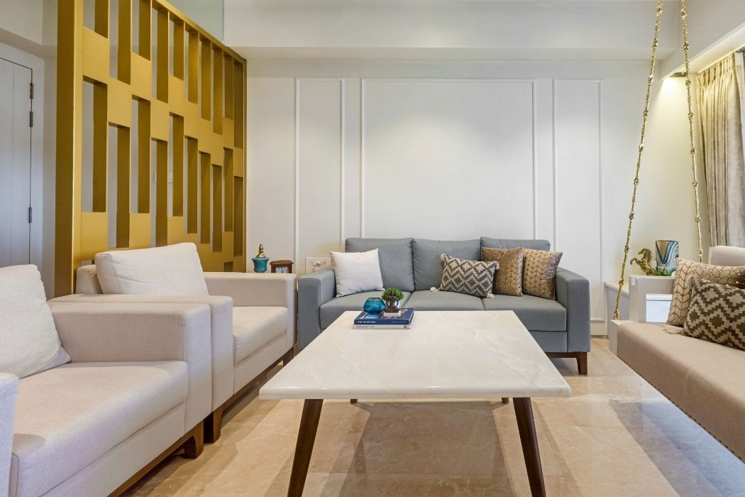 White And Grey Contemporary Living Room Design