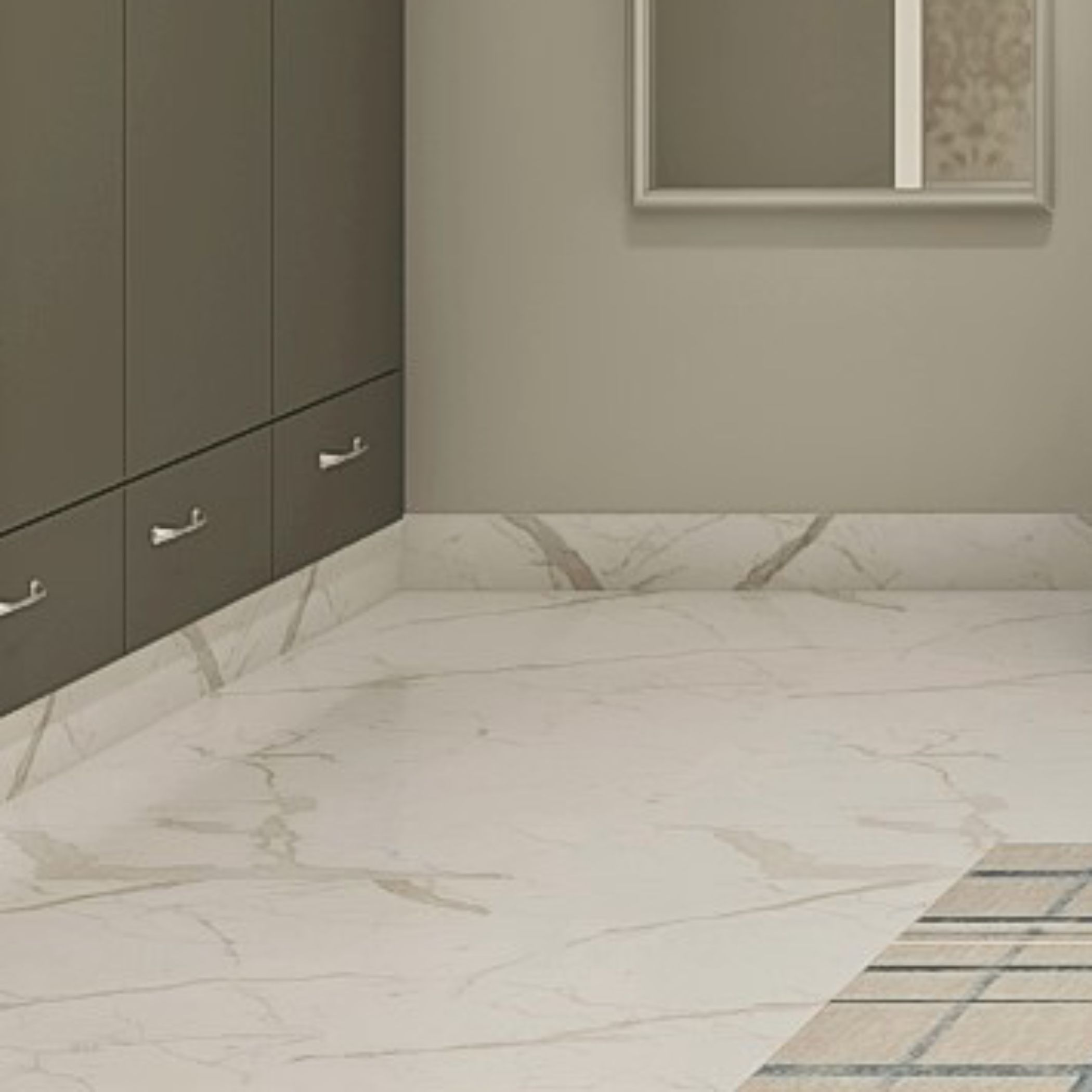 Modern Glossy White Floor Tiles Design