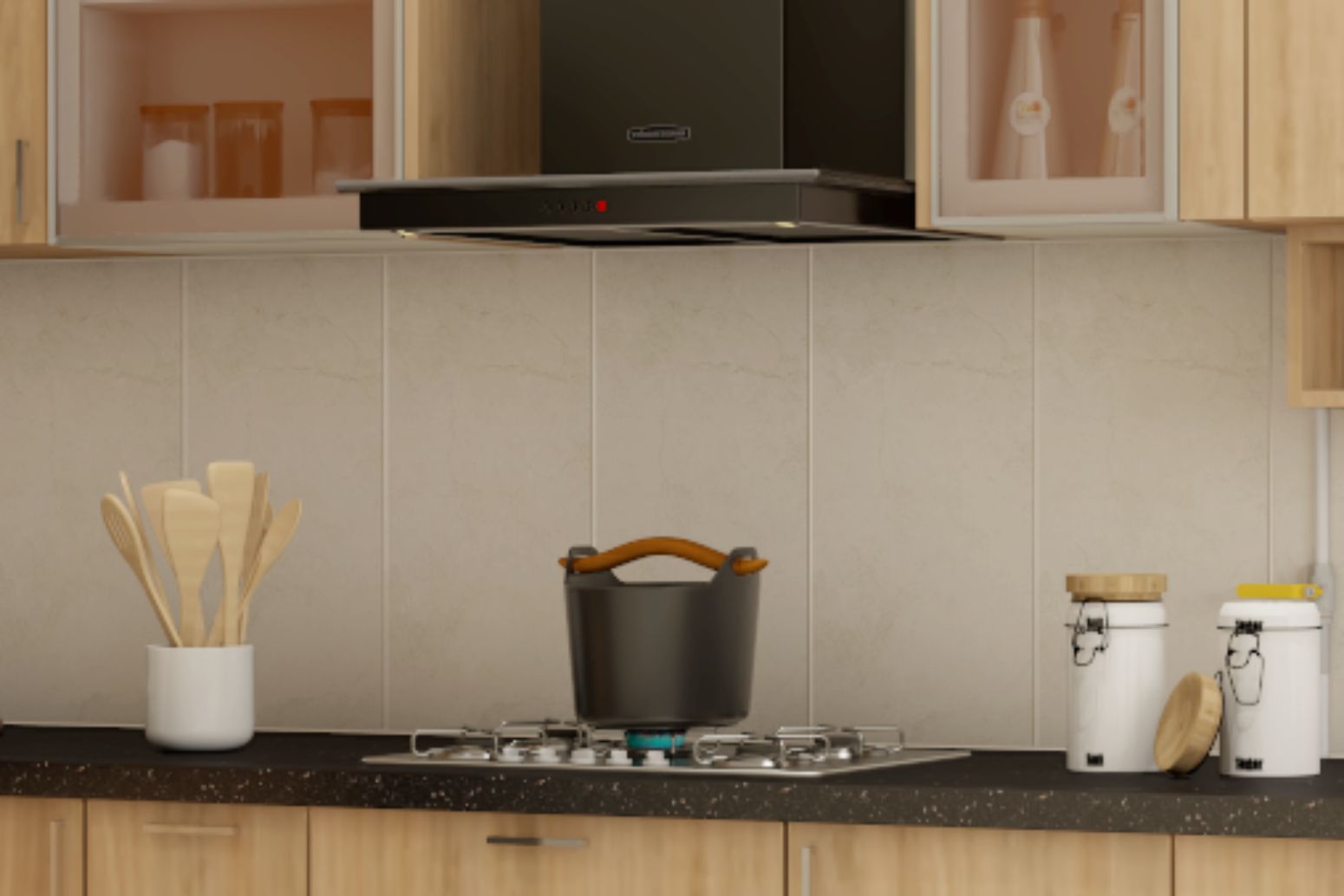 Rectangular Backsplash Tiles Design With A Matte Finish Livspace