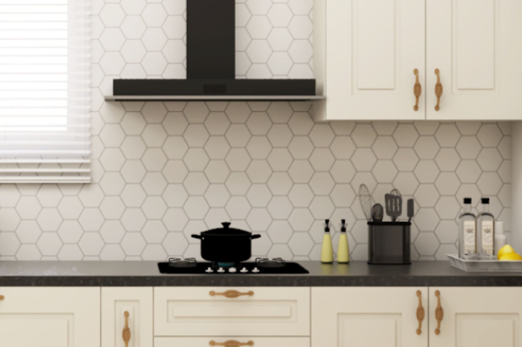 Modern Beige Kitchens Tiles Design | Livspace