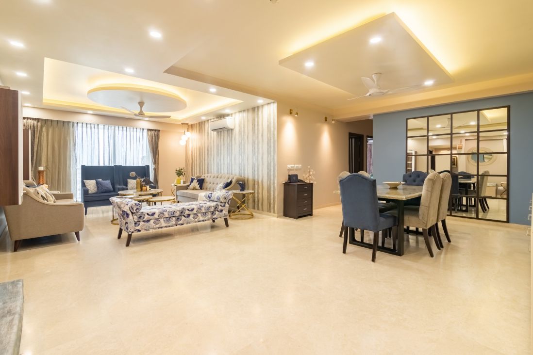 Glossy Beige Living Room Tile Design
