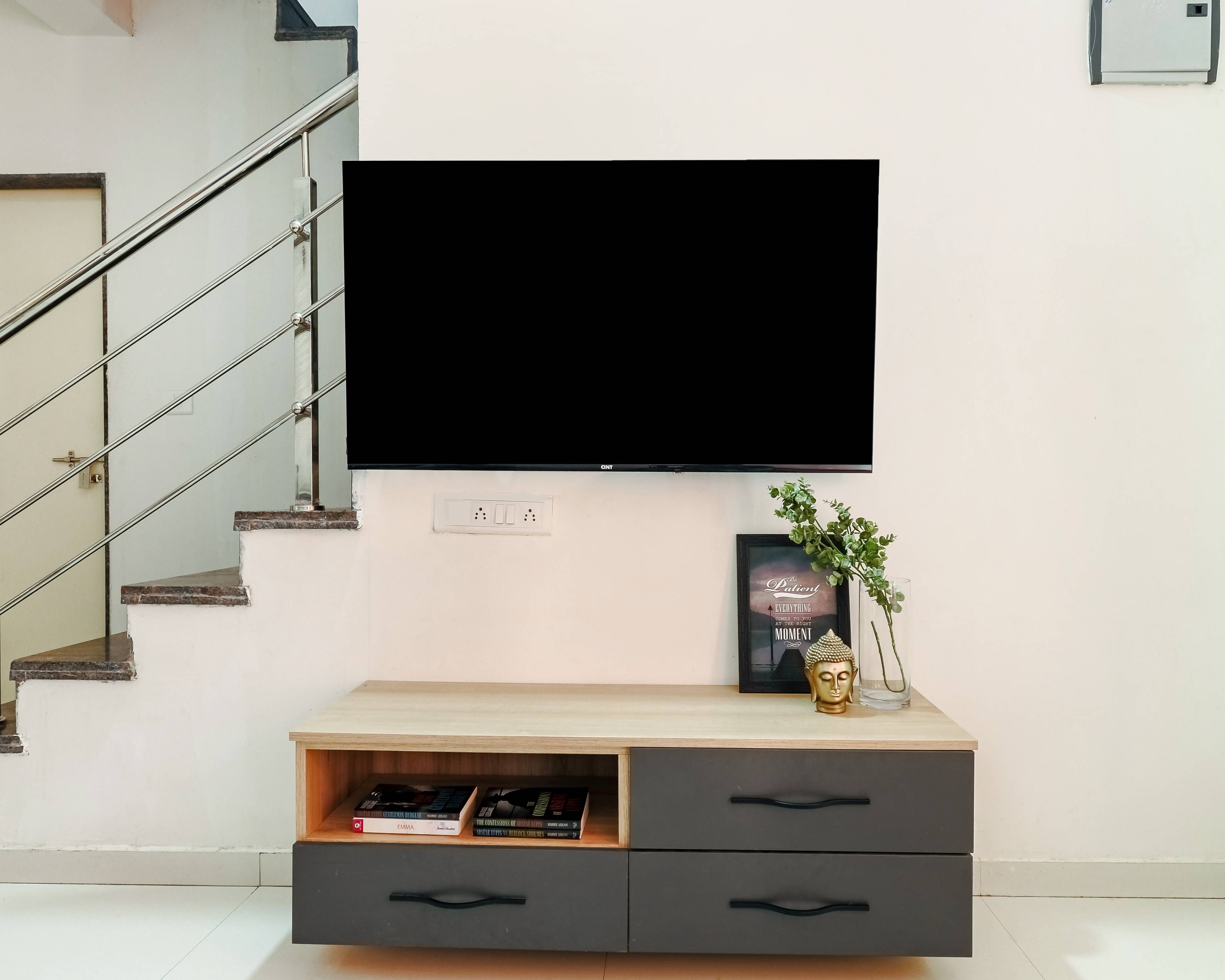 Dark Grey TV Design Livspace