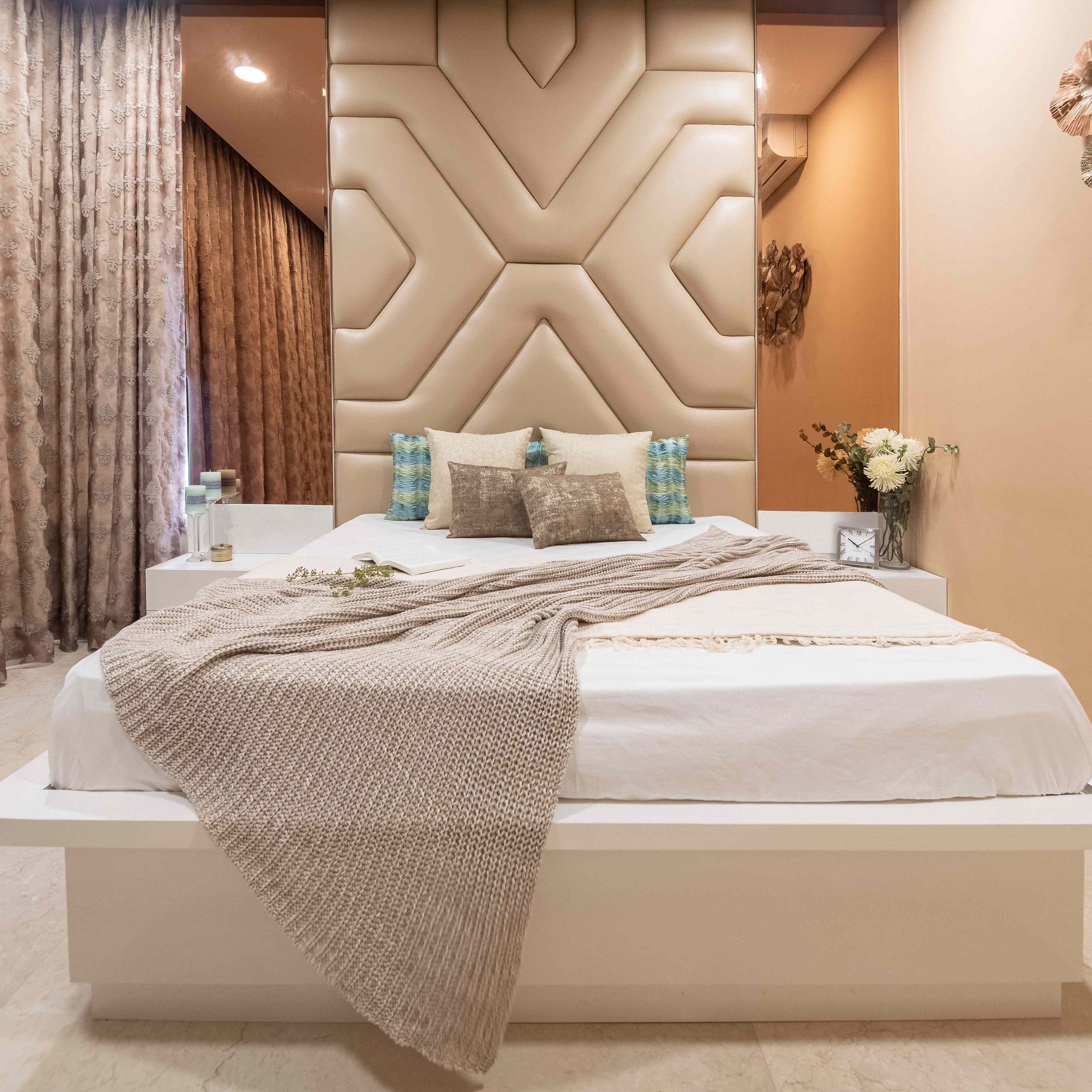 Grey And Gold Wall Design For Bedroom Livspace