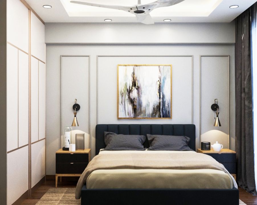 Light Grey Bedroom Wall Paint Design | Livspace