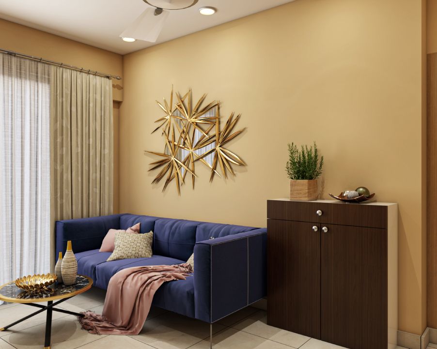 Tan Wall Paint Design For Contemporary Living Rooms | Livspace