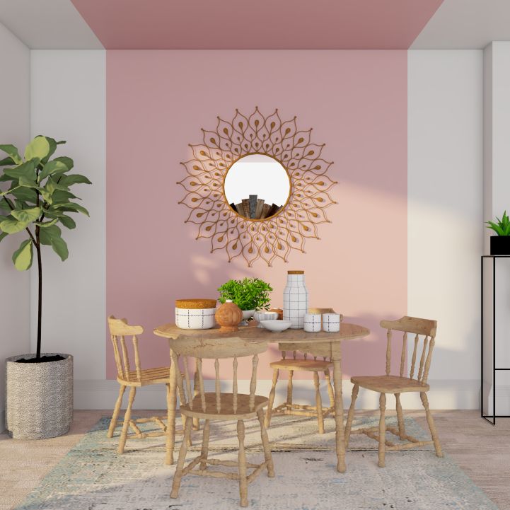 Dining Room Wall Paint Design With A Mirror Livspace