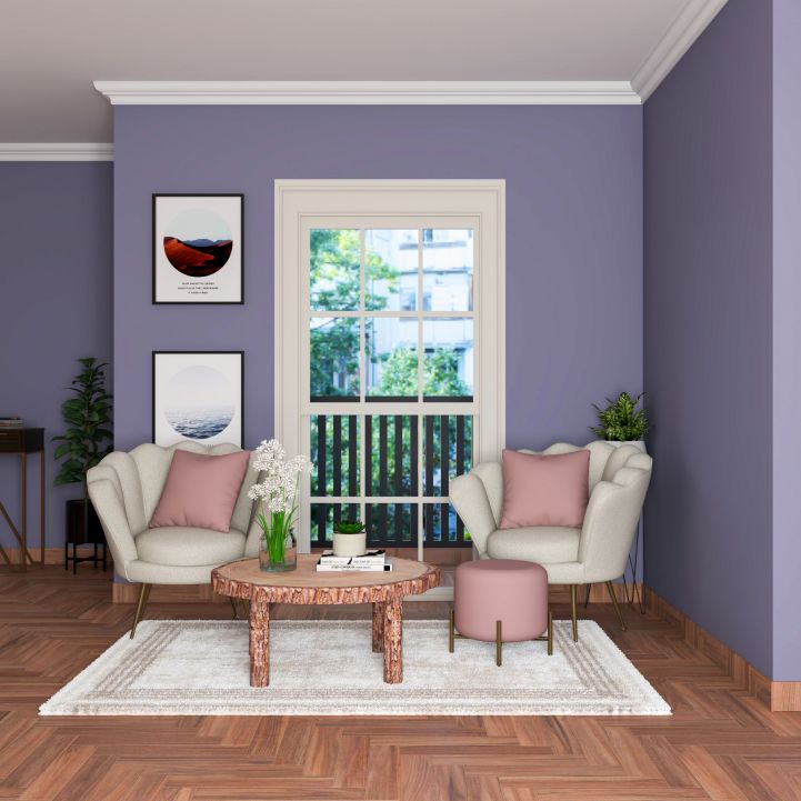 Classic Lilac Wall Paint Design With Photo Frames