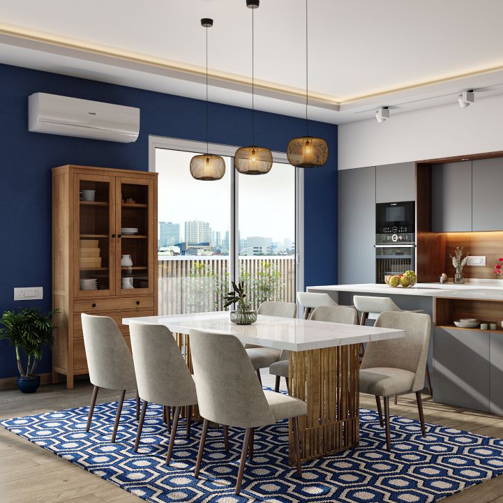 Elegant Blue Accent Wall Paint Design | Livspace
