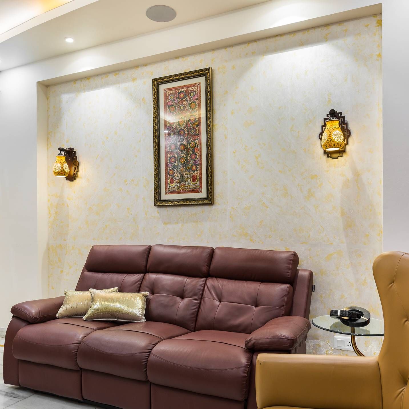 Modern Beige And Yellow Wallpaper Design With A Textured Finish