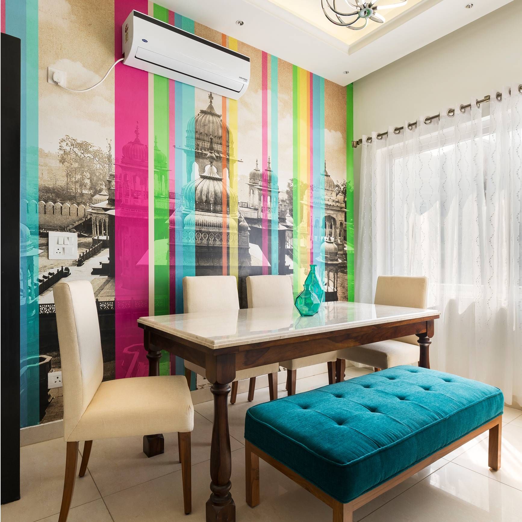 Multicolour Custom-Themed Traditional Wallpaper Design For Dining Rooms
