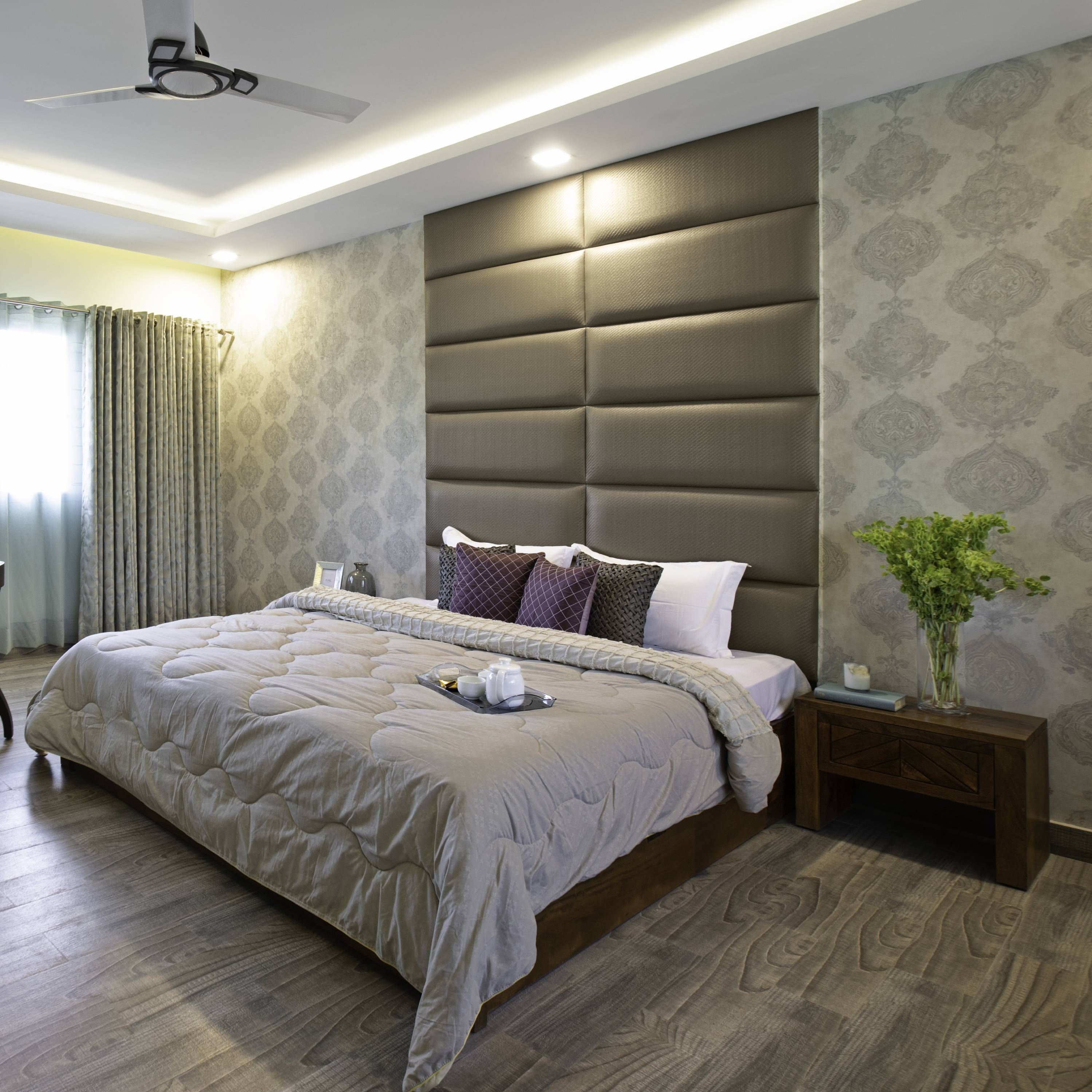 Grey Wallpaper Design For Bedrooms And Living Rooms Livspace