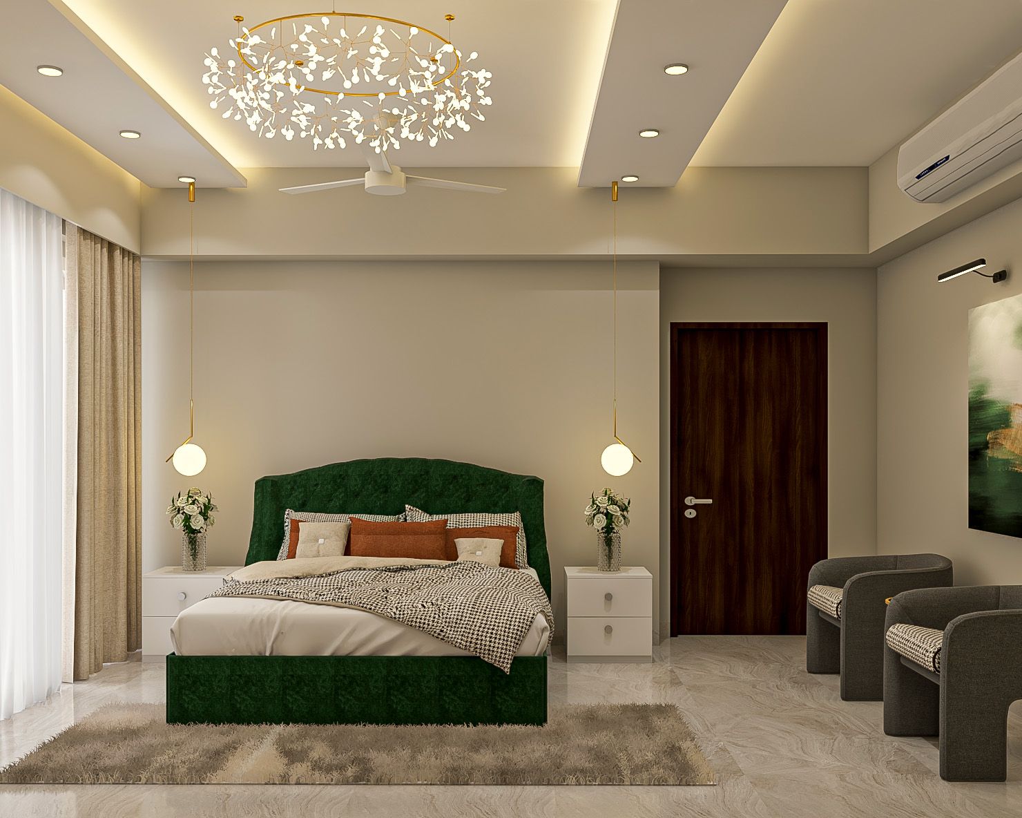 Gypsum Rectangle Modern Parallel False Ceiling Design For Bedroom