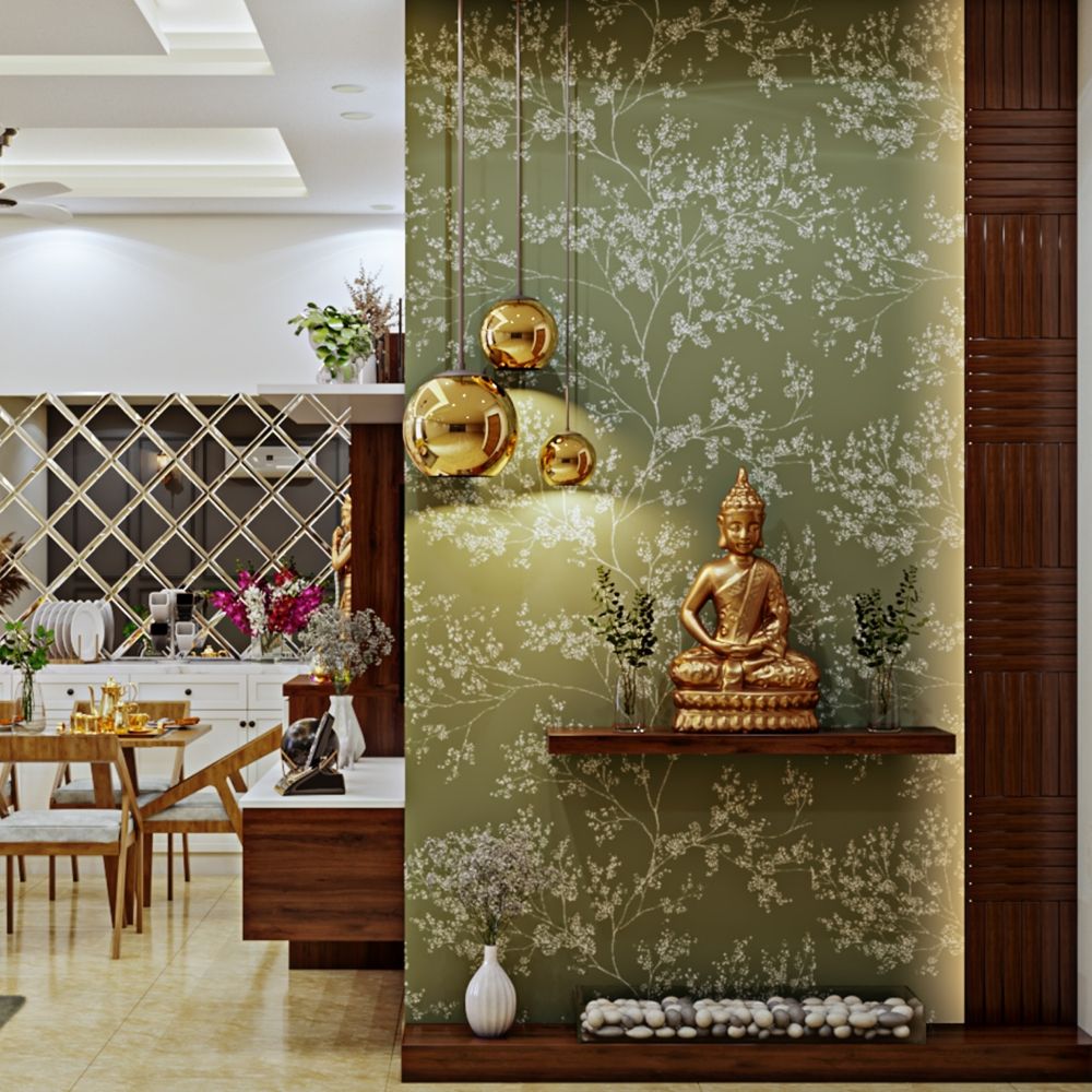 Modern Green And White Nature-Themed Wallpaper Design For Foyers
