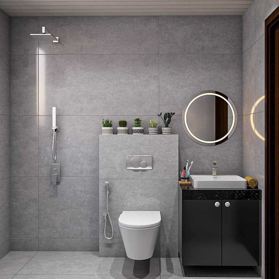 Modern Bathroom Interior Design With A Glass Shower Screen