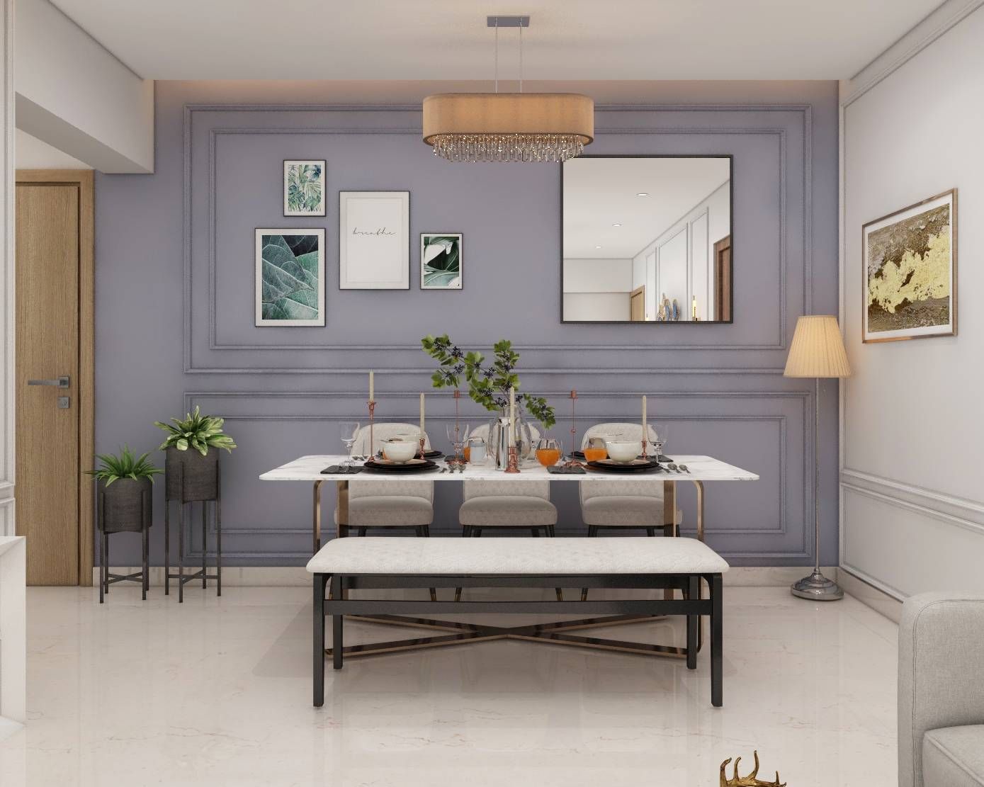 Dining Room Interior Design With Marble Details | Livspace