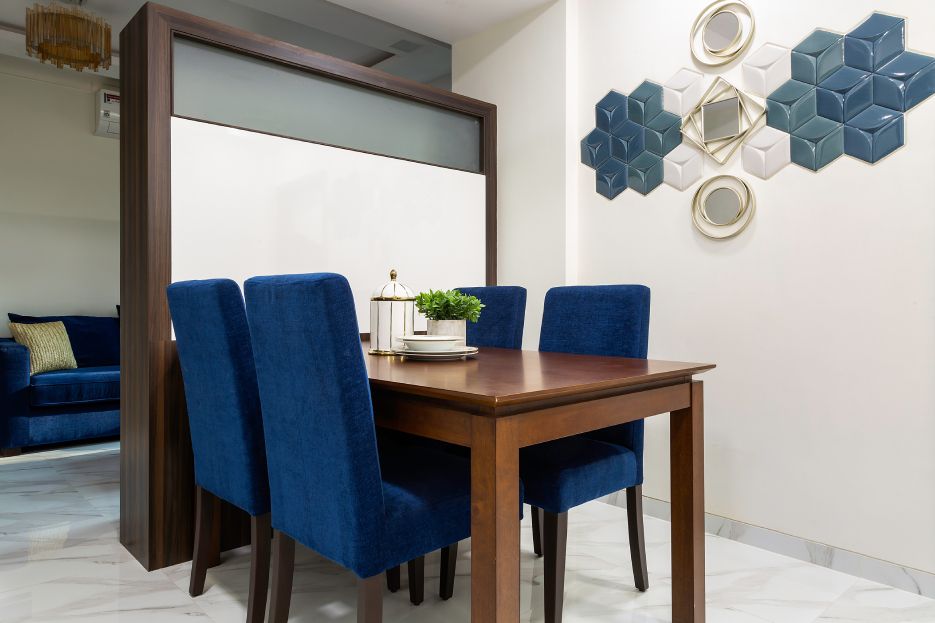 Modern Dining Room Design With A Wooden 4-Seater Table