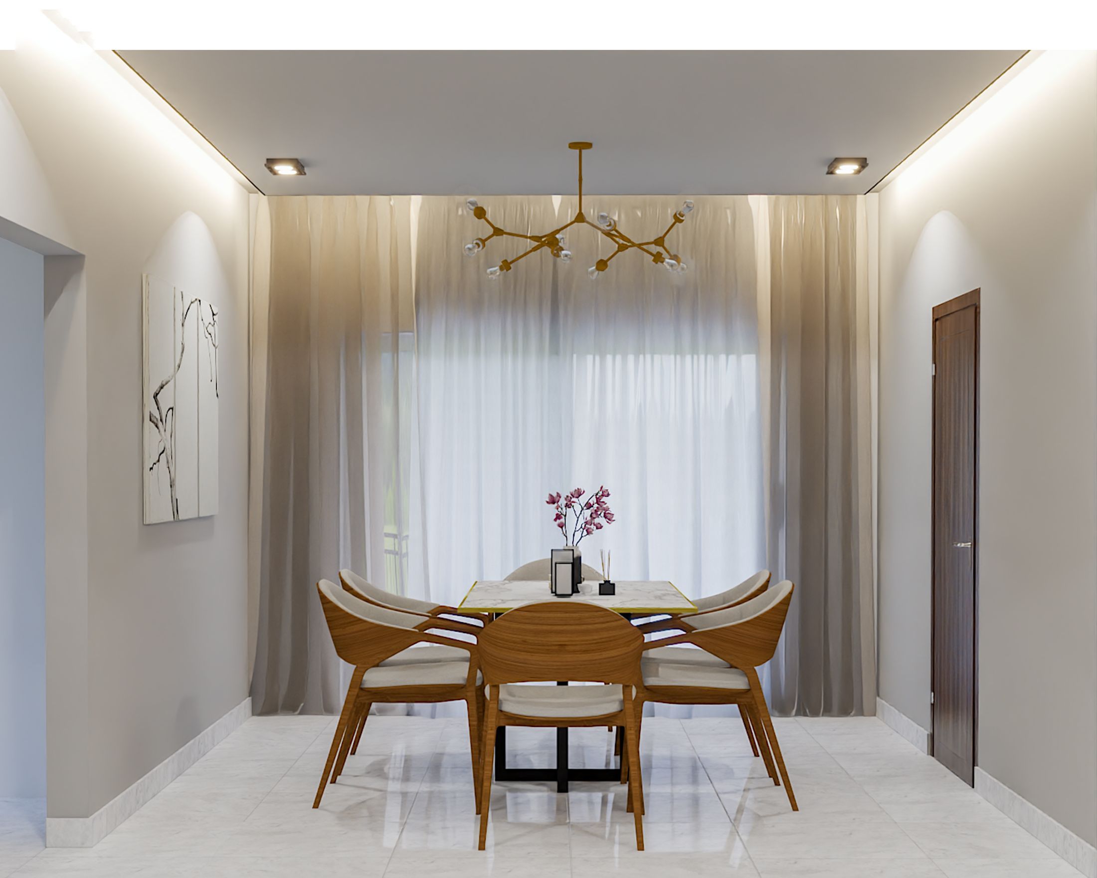 Spacious Dining Room With Minimalist Interior Design | Livspace