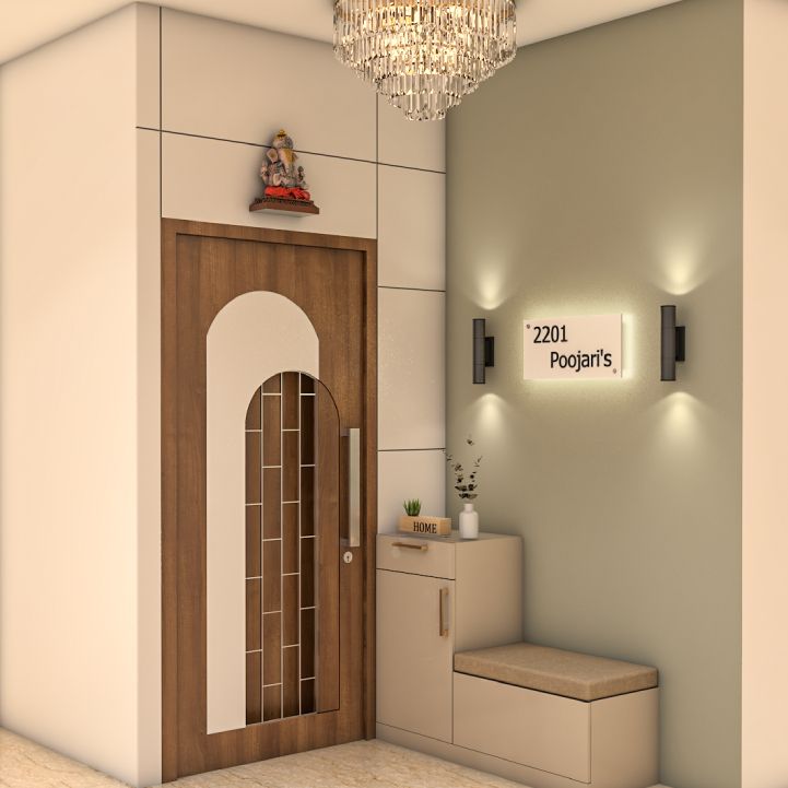 Modern Foyer Design With A Two-Tier Shoe Cabinet With Seating