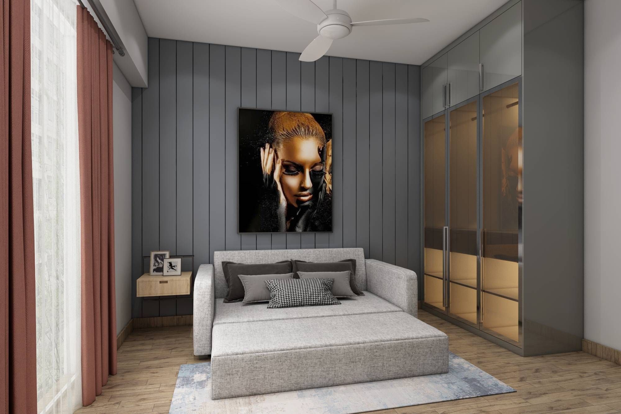 Modern Guest Bedroom Design With Sofa Cum Bed Livspace