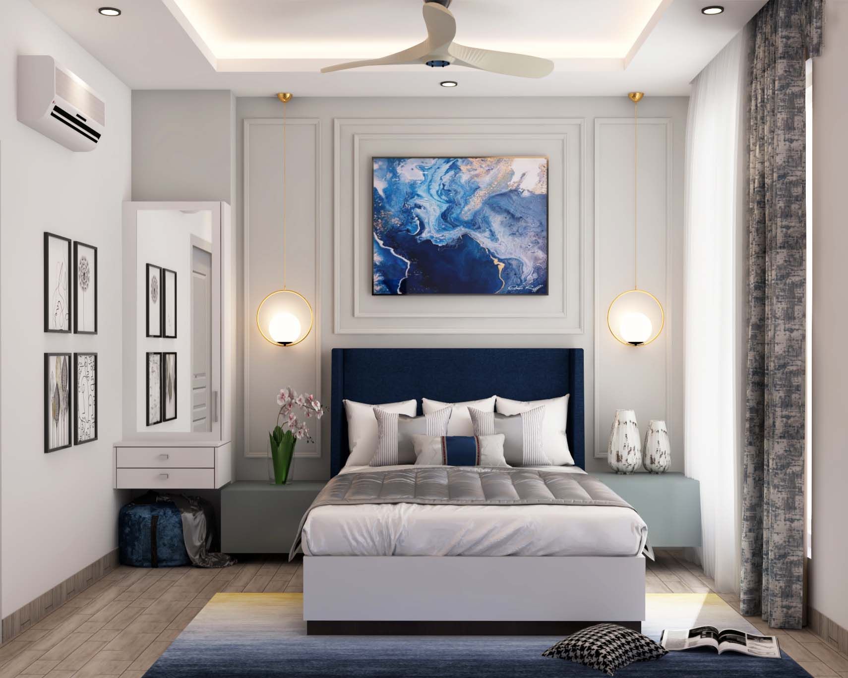 Compact Grey And Blue Kids' Room Design Livspace