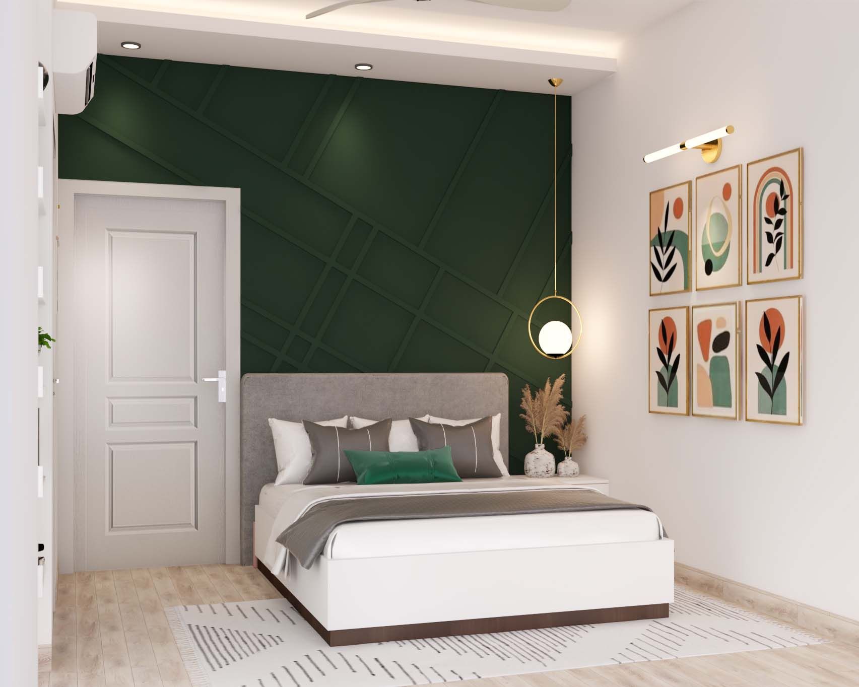 Contemporary Kids' Bedroom Design With A Green Accent Wall