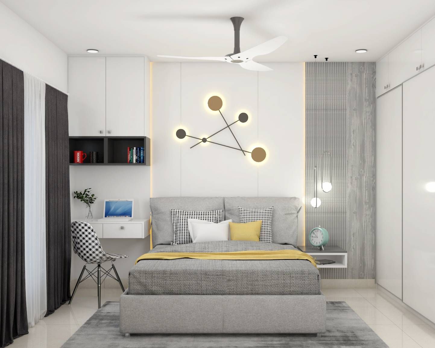 "Grey and White Boys Room Design| Livspace
