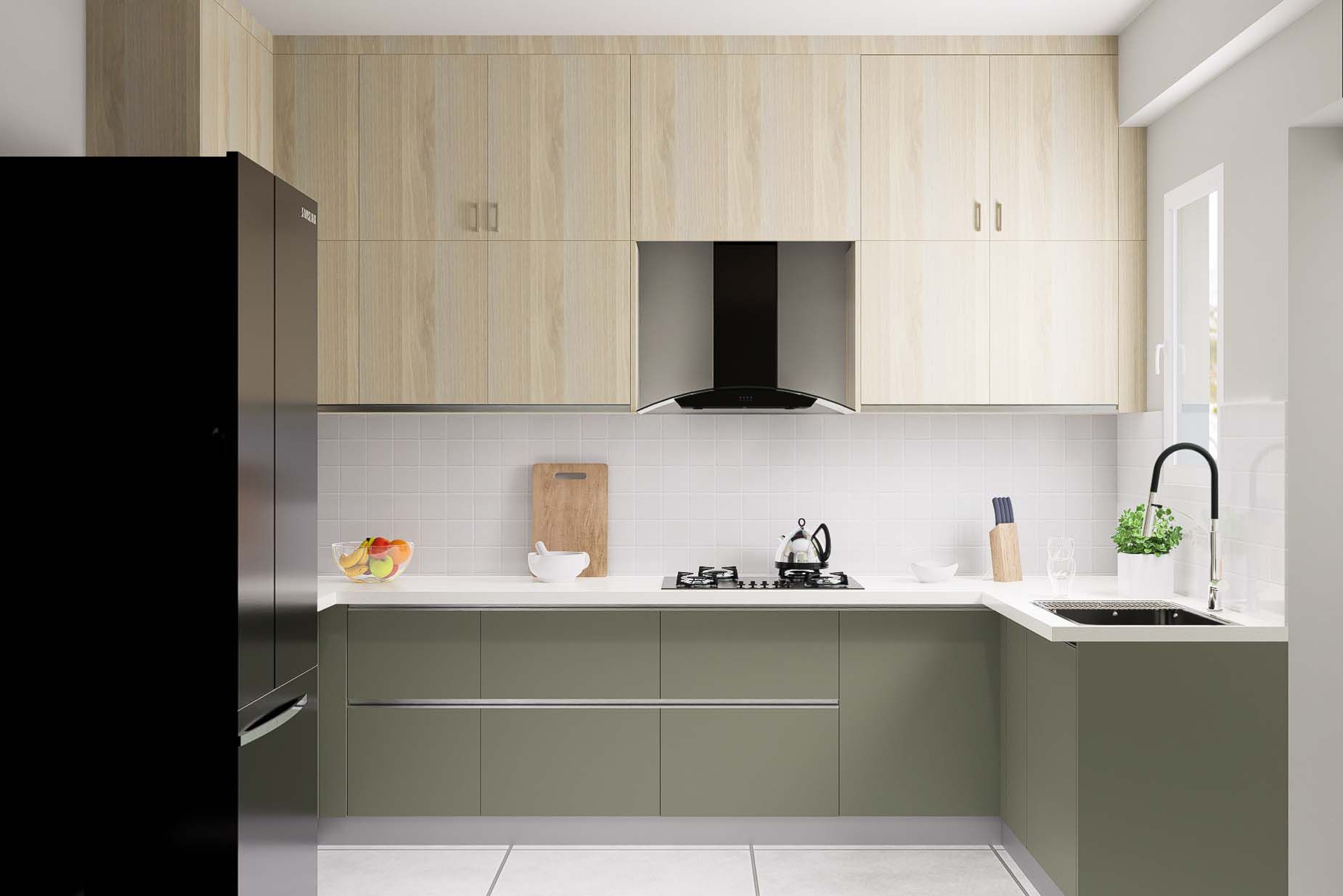 Contemporary Compact U-Shaped Modular Kitchen Design