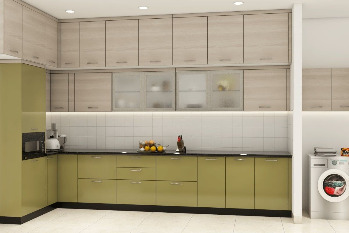 Modern Parallel Indian Kitchen Design With Wall Storage
