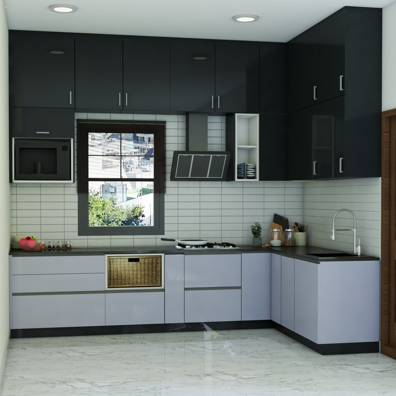 Modern L-Shaped Modular Kitchen Design