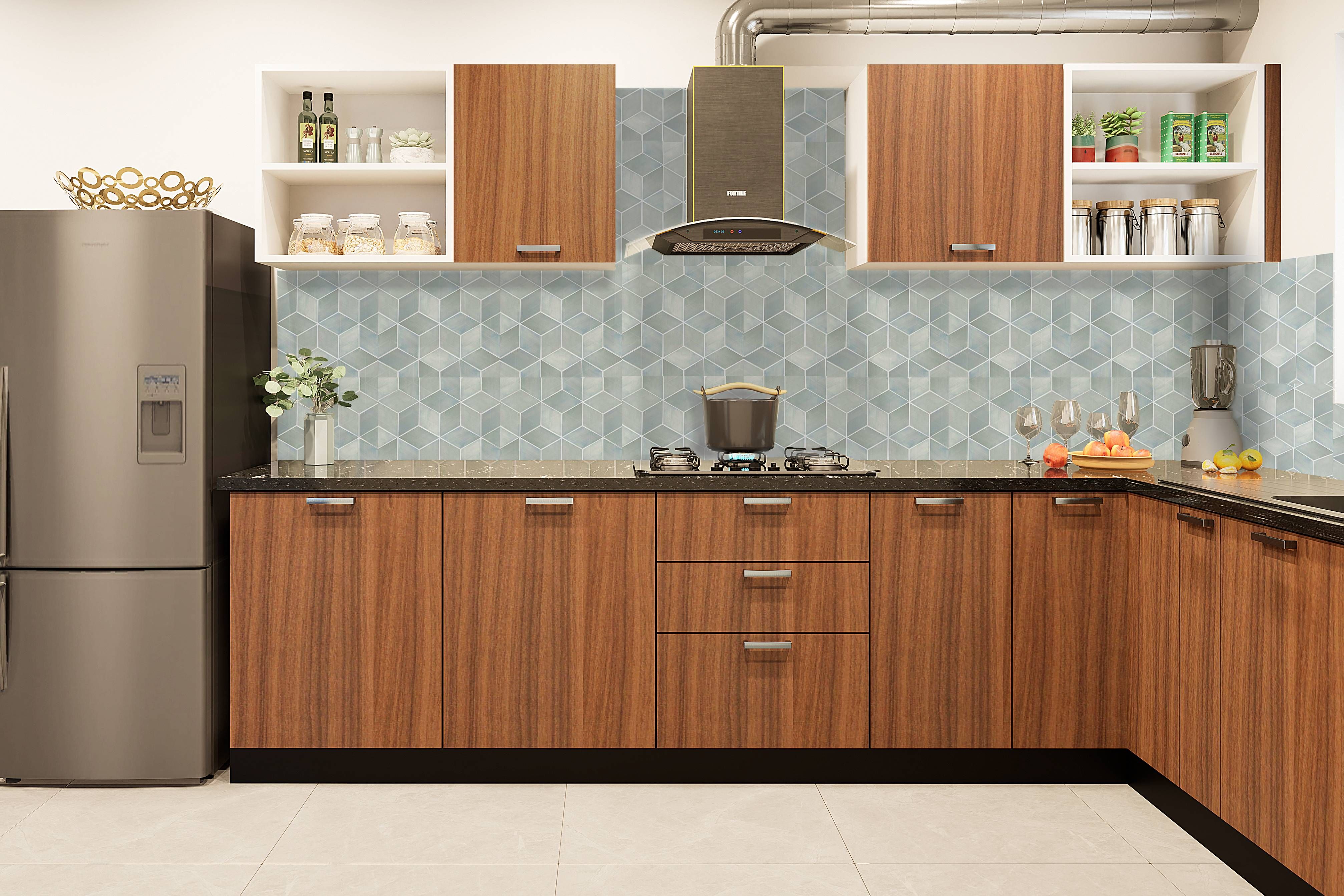 Contemporary Parallel Kitchen Design With Wooden Cabinets