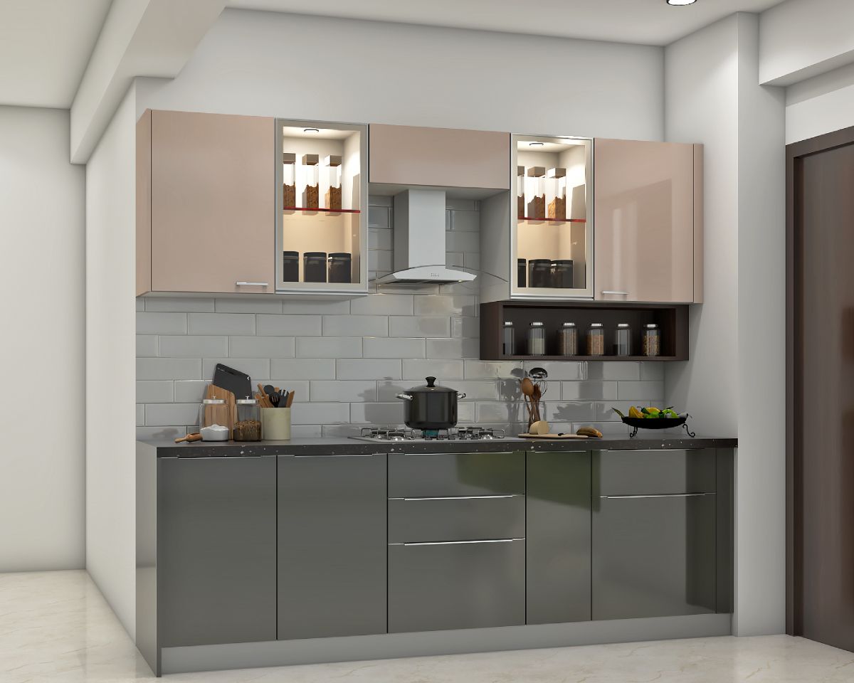 Modern Modular Parallel Kitchen Design With Subway Tiles
