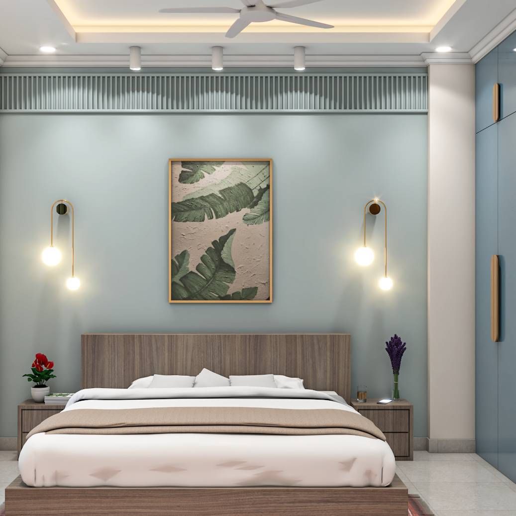 Blue And Brown Modern Master Bedroom Design