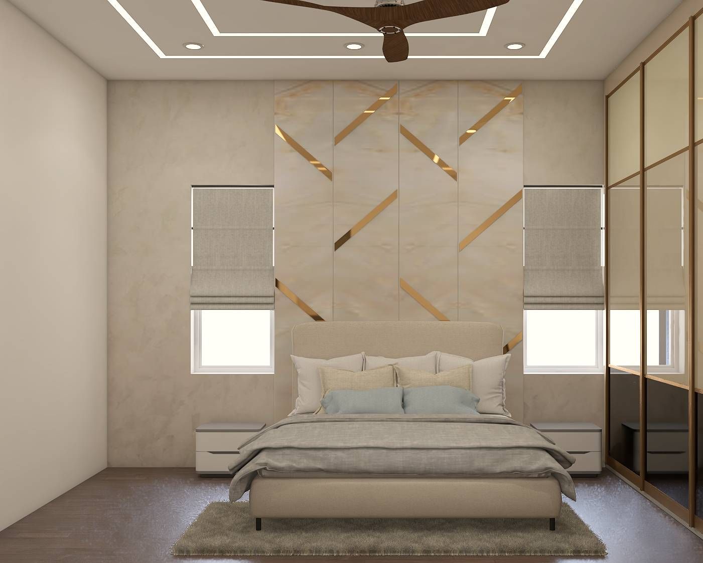 Contemporary Guest Bedroom Design With Marble Details