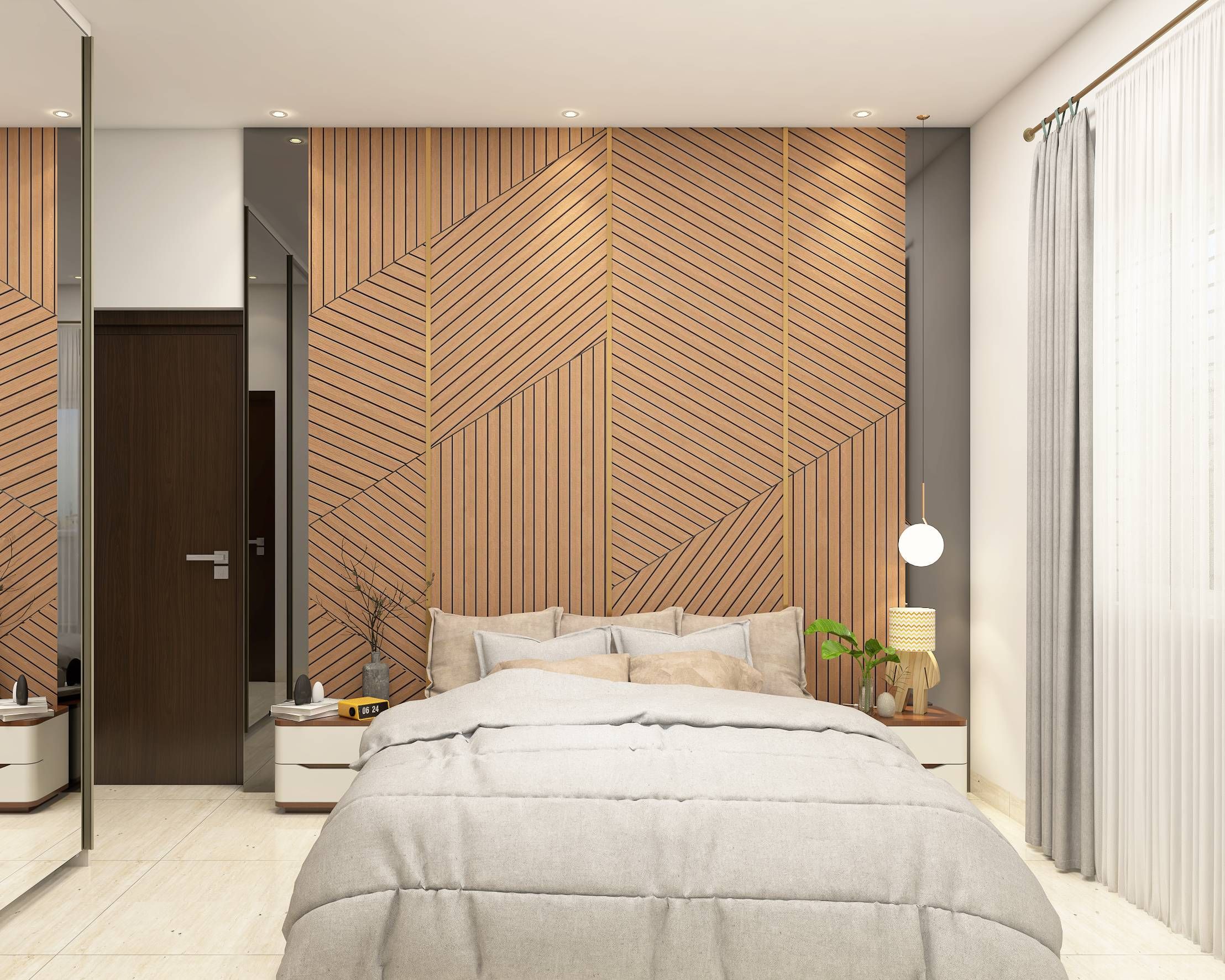 Modern Guest Room Design With Fluted Panelling