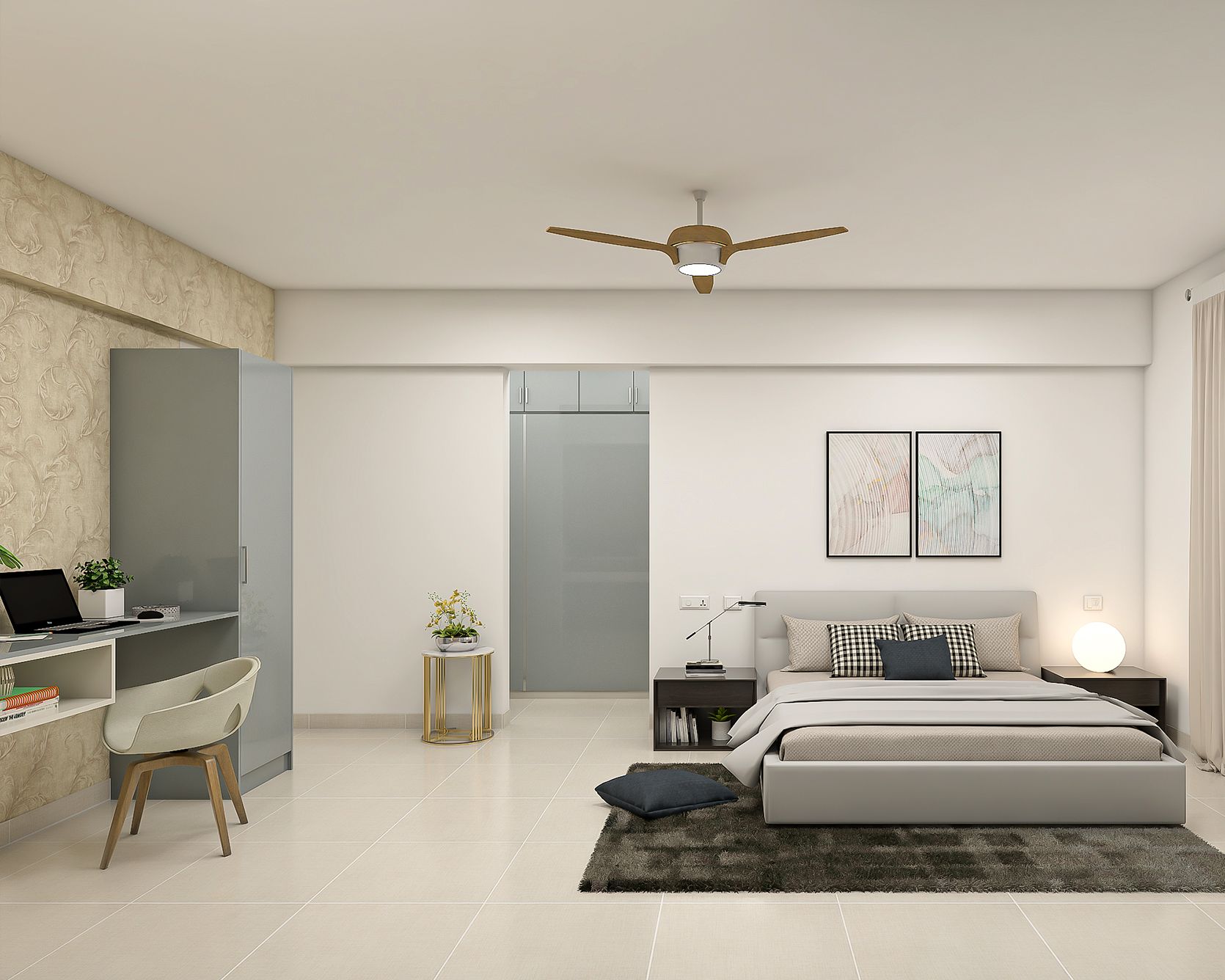 Spacious Guest Bedroom With Minimal Interior Designs | Livspace